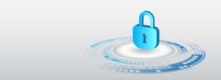 Cyber security for internet projects. Antivirus technology web services. Digital security and network protection.のイラスト素材