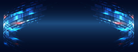 Cyber Security and information or network protection. 3d Internet security concept with shield and hi-tech technology elements background.のイラスト素材