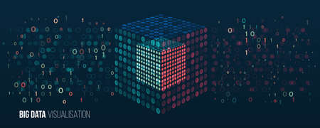 Filtering machine algorithms. Cube Big data visualization. Information analytics concept. Sorting...