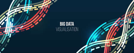 Abstract stream information with waves array, lines binary code. Filtering machine algorithms. Sorting data. Vector technology background. Big data visualization. Information analytics concept.のイラスト素材