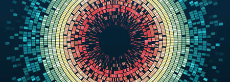 Vector technology background. Big data visualization. Abstract stream information with circles array...