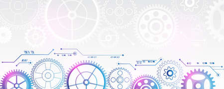 Technology cogwheels modern background. Abstract futuristic mechanism industrial concept. Hi-tech...