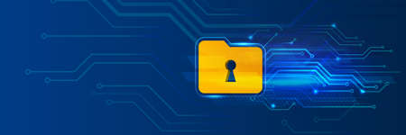 Cyber Security and information or network protection. Internet security concept with shield and hi-tech technology elements background.のイラスト素材