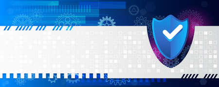 Cyber Security and information or network protection. Internet security concept with shield and hi-tech technology elements background.のイラスト素材