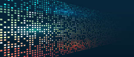 Vector technology background. Big data visualization. Abstract stream information with squares array...