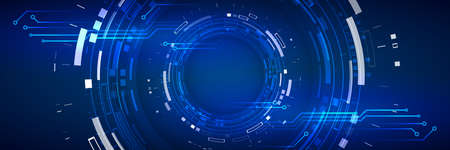 Cyber security internet and networking concept. Digital internet communication on blue background....