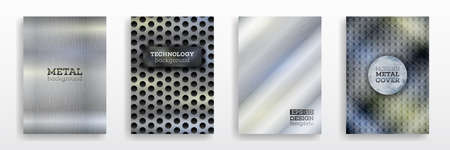 Texture with reflective stainless steel. Gray gradient iron pattern vector illustration. Brushed metal black background.のイラスト素材