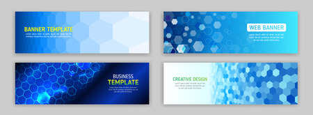 Abstract web design banner. Modern graphic template for websites. High tech futuristic technology background.のイラスト素材