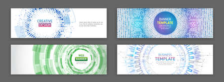 Abstract web design banner. Modern graphic template for websites. High tech futuristic technology background.のイラスト素材