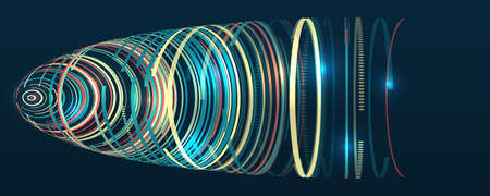 Abstract stream information with circles array and binary code. Information analytics concept....