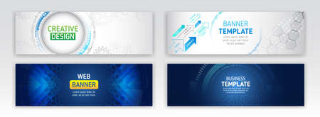 Modern graphic template for websites. High tech futuristic technology background. Cyber security for business and internet projects. Abstract web design banner.のイラスト素材