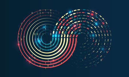 High tech futuristic technology background. Cyber security for business and internet projects. Abstract web design banner. Modern graphic template for websites.のイラスト素材