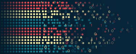 Visualization Sorting data, Abstract flow of information as circles and binary code. Vector database background.のイラスト素材