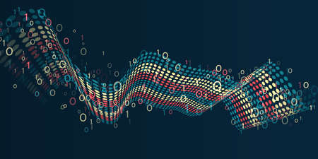 Visualization Sorting data, Abstract flow of information as circles and binary code. Vector database background.のイラスト素材