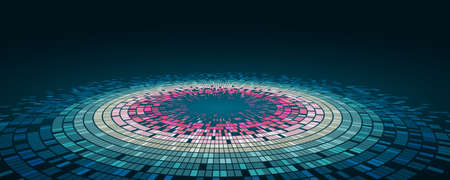 Horizontal header web background. High tech design with technological elements. Science and digital technology concept. Glowing lines for presentation. Set of modern banner templates for websites.のイラスト素材