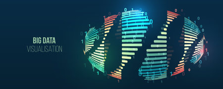 Horizontal header web background. High tech design with technological elements. Science and digital technology concept. Glowing lines for presentation. Set of modern banner templates for websites.のイラスト素材