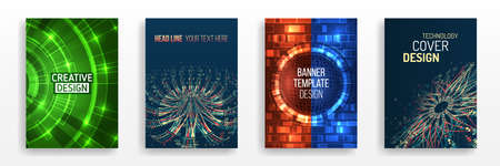 Digital technology and modern scientific concepts. Vector template for brochure or cover. filtering machine algorithms. Sorting data, array. Business layout, futuristic brochures, flyers, presentationのイラスト素材