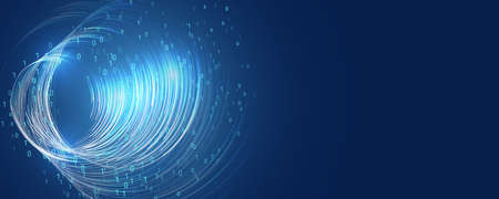 The global wireless standard concept. Hi-tech communication illustration on a blue background. 5G high-speed information transmission technology.のイラスト素材