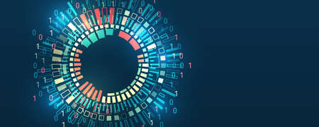The global wireless standard concept. Hi-tech communication illustration on a blue background. 5G high-speed information transmission technology.のイラスト素材