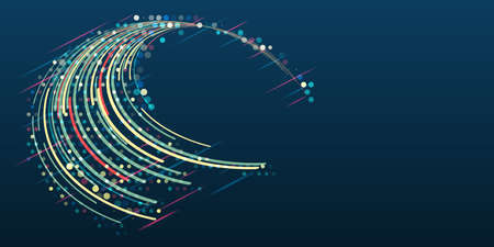An array of multi-colored lines. Hi-tech concept of data structuring. Futuristic fragmentation of...