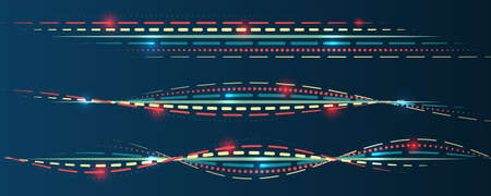 Processing sorting data fragmentation. business analytics. The flow of information in the form of waves and particles. Visualization of a large amount of data. Abstract transformation of information.のイラスト素材