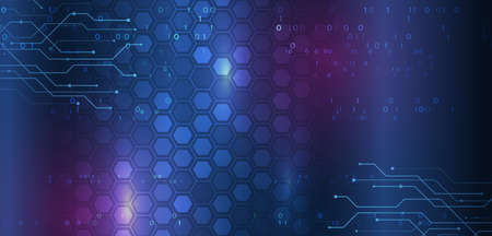 Hi-tech computer digital technology concept. Abstract hexagons and arrows. Technology communication...