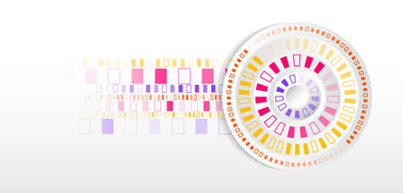 Abstract data visualization on a gray-white background. Sorting transformation of information. Multicolored rings and binary codeのイラスト素材