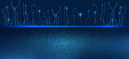 Sci-fi, artificial intelligence, engineering, big data visualization banner. Hi-tech elements for...