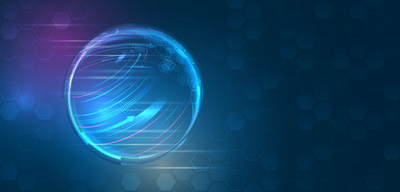 Vector illustration of data security services. Data protection, privacy, and internet security concept. Hi-tech background. Cyber security for business and internet projects.のイラスト素材