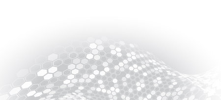 3d Hi-tech digital technology and engineering concept. Wide Sci-fi template with polygons. Abstract perspective hexagons science on the gray background.のイラスト素材