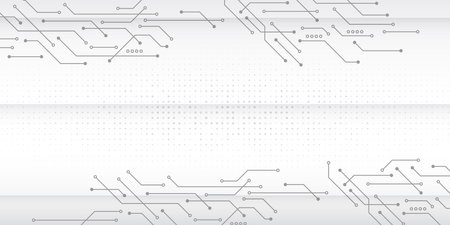 Cyber connection on the white background. Hi-tech communication design. Electronic vector illustration. Abstract modern digital science technology futuristic circuit board.のイラスト素材