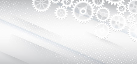 Cogwheel for science experiment presentation. Futuristic high tech concept. Business and industry internet banner. The mechanism consisting of gears on a gray background for the presentation.のイラスト素材