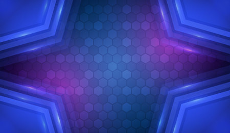 modern technical background. Geometric background with hexagonal and high-tech elements for presentation or banner. Medical, technology, or science design. Molecule structure abstract background.のイラスト素材