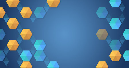Hi-tech digital technology and engineering concept. Digital template with polygons for medical and science banners or presentations. Abstract hexagons on the blue background.のイラスト素材