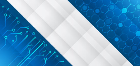 Wide Cyber security internet and networking concept. Hi-tech vector illustration with various technology elements. Abstract global sci fi concept. Digital internet communication on blue background.のイラスト素材