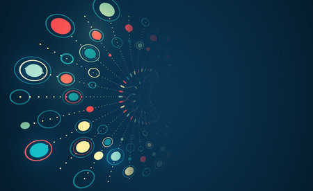 data sorting process. Big data stream futuristic infographics. File structuring, machine learning. Big data visualization. A dynamic array of information.のイラスト素材