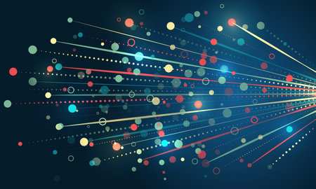 Structuring the flow of information. Data analytics concept. Sorting a large amount of data on a dark background. Big data visualization. Futuristic network or business analytics.のイラスト素材