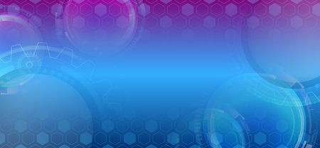 Abstract hexagonal and round background with light effect. Vector illustration for a banner or presentation on the theme of technology, science, medicine. Modern technological design.のイラスト素材