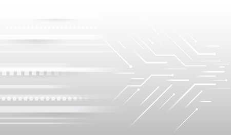 Hi-tech gray background with various technology elements. Vector illustration of circuit board and squares. Abstract futuristic communication.のイラスト素材