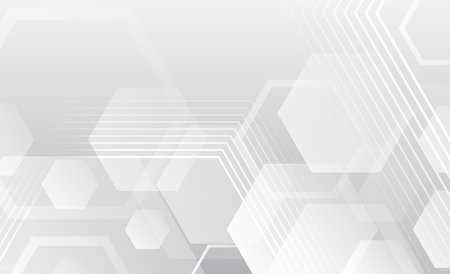 Hi-tech gray background with various technology elements. Vector illustration of hexagons and lines. Abstract futuristic communication.のイラスト素材