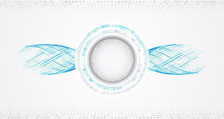 Data transfer and protection, internet communication on a gray background. High computer technology design. Modern science vector presentation. Abstract circles and lines futuristic concept.のイラスト素材