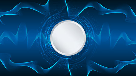 Great for design banner, presentation. Abstract futuristic background with smooth wavy lines and glowing elements. Elegant blue gradient creates a technological, digital and innovative atmosphere.のイラスト素材