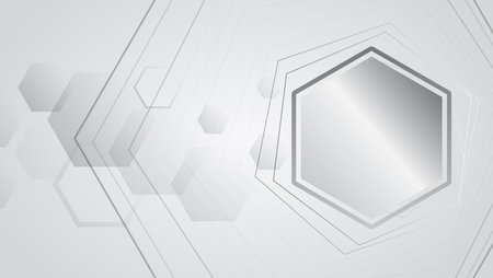 High computer technology design. Modern science vector presentation. Abstract hexagons, futuristic concept. Data transfer and protection, internet communication on a gray background.のイラスト素材