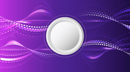 An abstract wave of glowing white dots on a purple background, symbolizing a digital data flow or a futuristic technology concept. Ideal for technology and artificial intelligence visualization.のイラスト素材