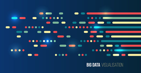 Structuring big data with an abstract grid of points and information flows symbolizing the analysis, processing and transmission of data in a digital environment.のイラスト素材