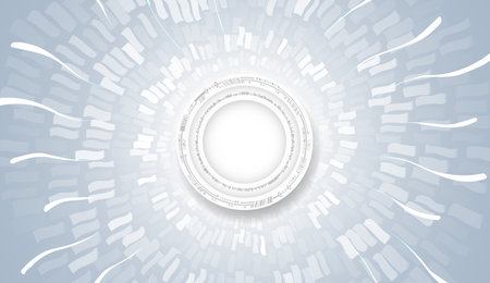 Gray background with different technological elements. Abstract circular connection technology, vector illustration. Futuristic design for presentation. High-tech digital computer technologies.のイラスト素材