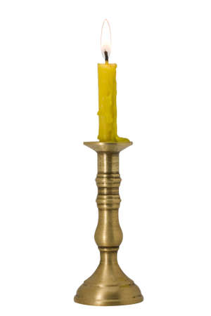 candle and candlestick isolated white backgroundの写真素材