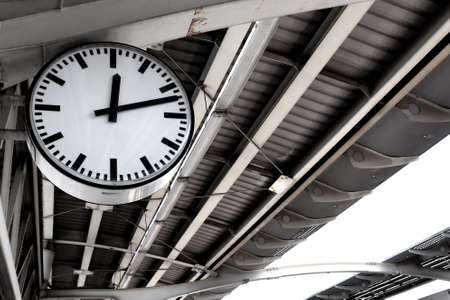 clock white on station skytrain bangkok