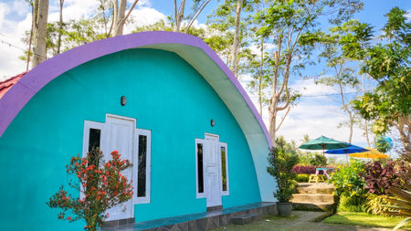 Colorful house in the garden at Chiang Rai province, Thailand.の写真素材