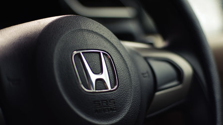 Honda steering wheel with SRS airbag.のeditorial素材